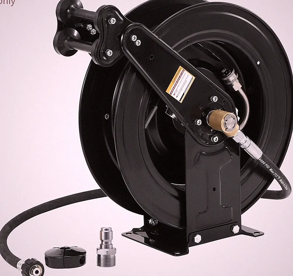 FIXFANS Pressure Washer Hose Reel 50FT X 3/8" or 100FT X 1/4", Retractable