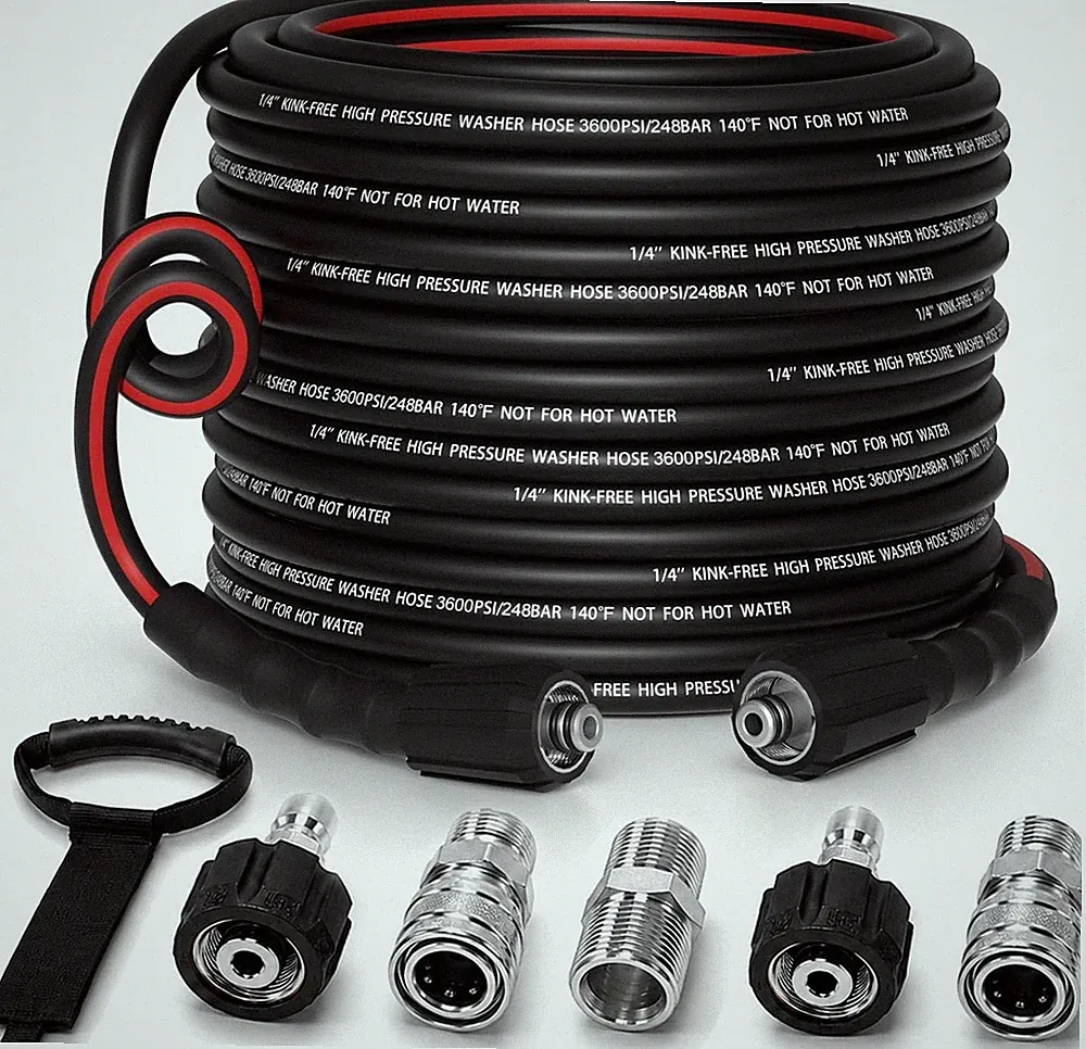 Flexible 1/4" Pressure Washer Hose 100FT,3600PSI Kink Resistant Power Washer