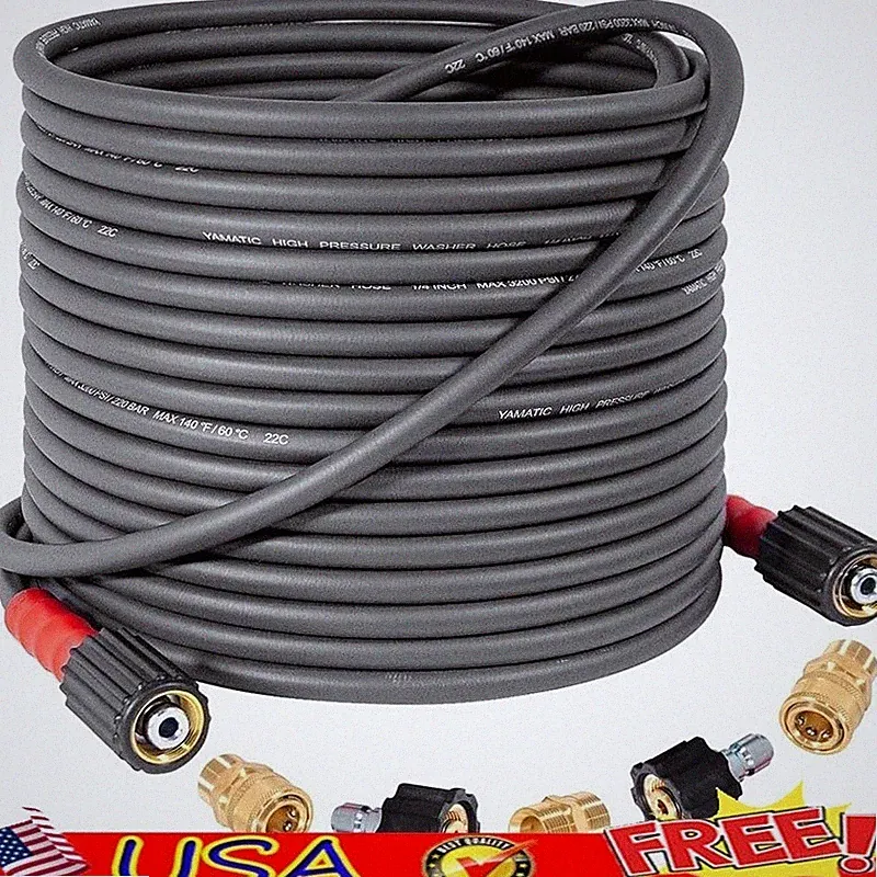 Flexible Pressure Washer Hose Kink Resistant 1/4 Inch Quick Connect 3700 PSI Kit