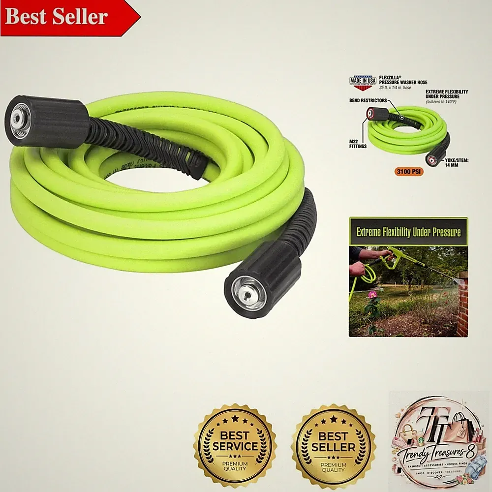 Flexzilla 25ft Pressure Washer Hose – Ultra-Flexible, Heavy-Duty with M22 Fit...