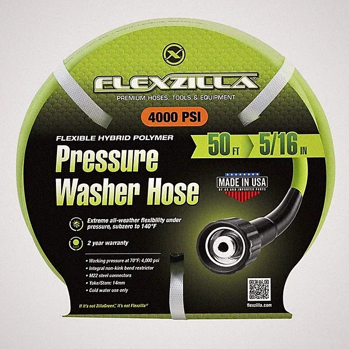 Flexzilla Pressure Washer Hose 5/16 in x 50 ft 4000 PSI Cold Water No Kinking!
