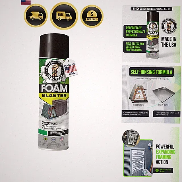 Foam Blaster AC Coil Cleaner Foam Spray | HVAC Coil Cleaner for AC Unit | Pro...