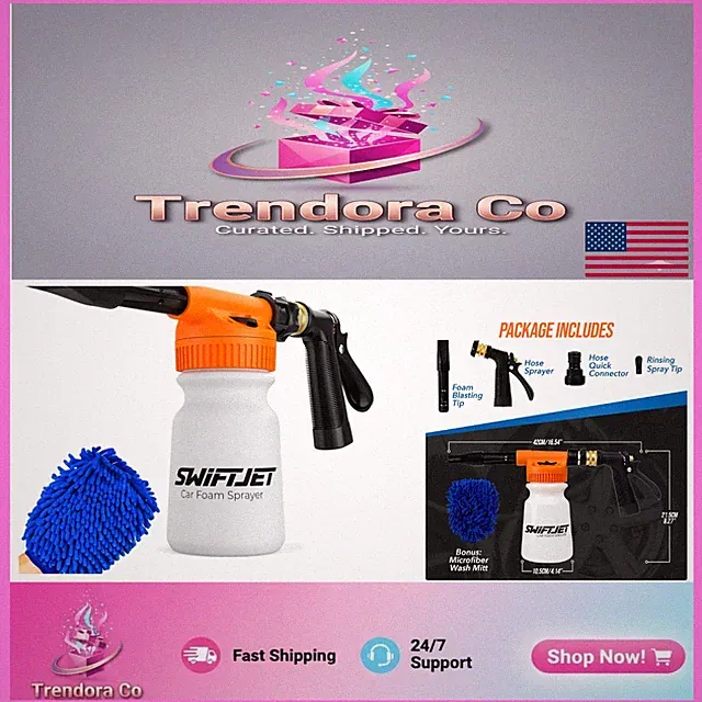 Foam Blaster Car Wash Kit with Microfiber Mitt - Easy Garden Hose Attachment