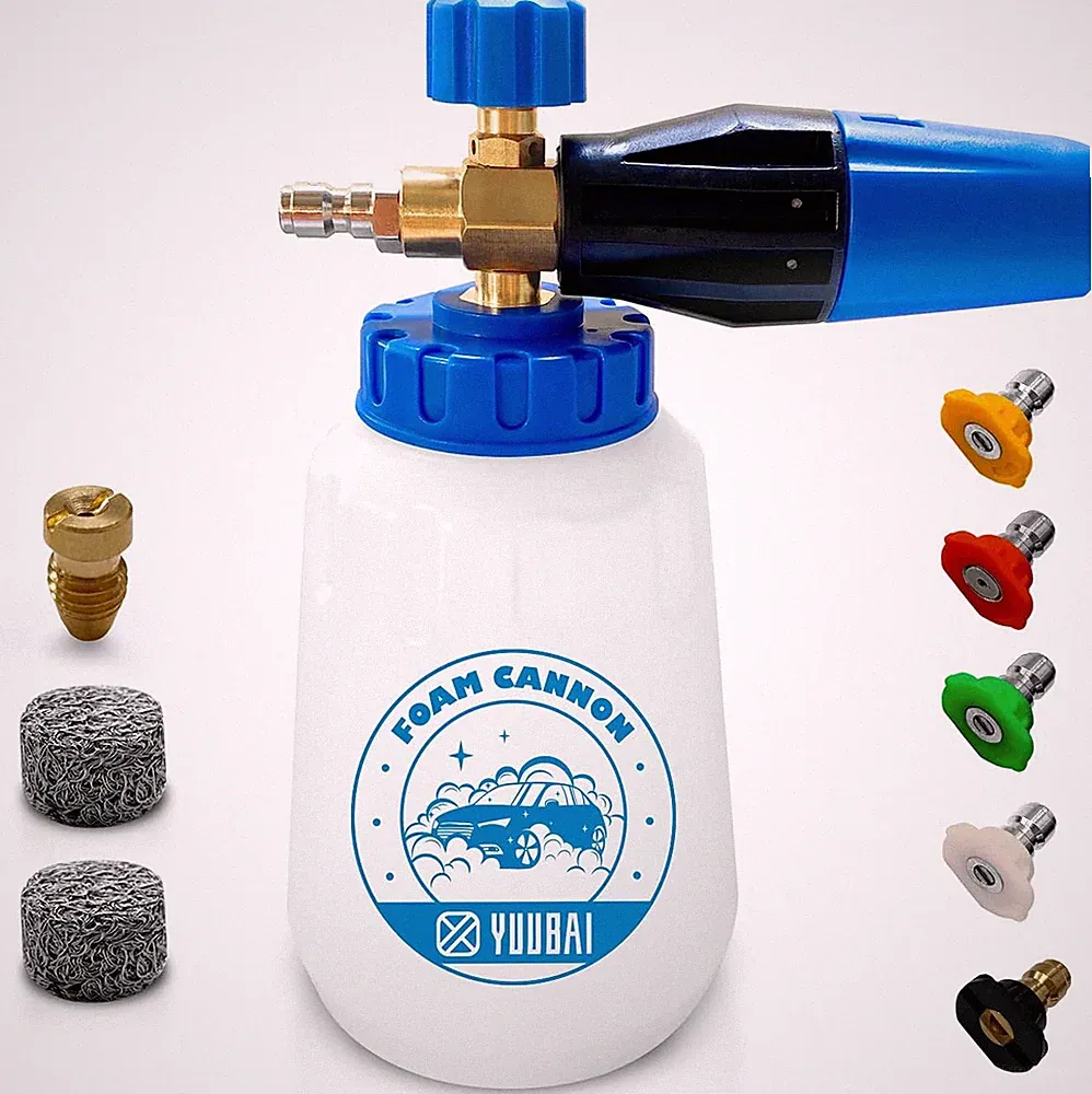 Foam Cannon 1.1Mm Orifice for Pressure Washer 3600PSI 1L 5 Tips