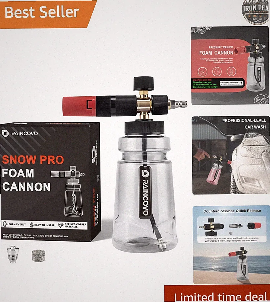 Foam Cannon 1.3 lbs Wide Mouth Stainless Steel 1500 PSI Pressure Washer