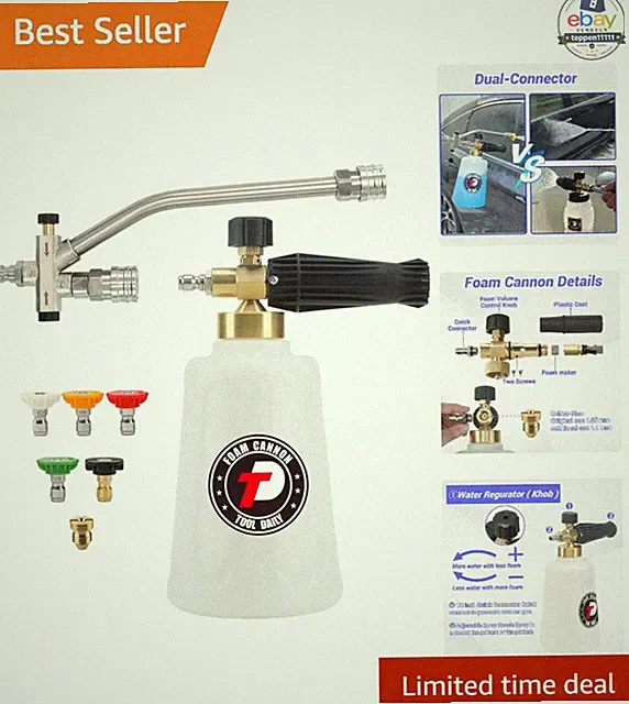 Foam Cannon 1.5 Liter Dual Connector for Pressure Washer 3600 PSI White