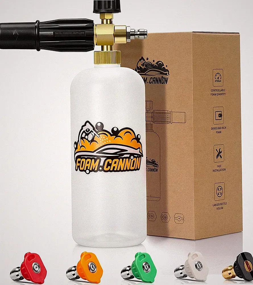 Foam Cannon 1L Bottle for Pressure Washer 1/4 Inch Quick Connector Gas Electric
