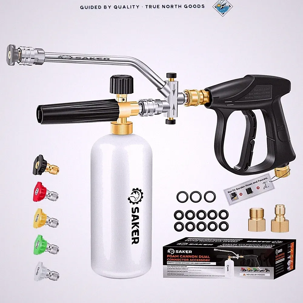 Foam Cannon Accessory with Dual Connector for Effective Pressure Washing