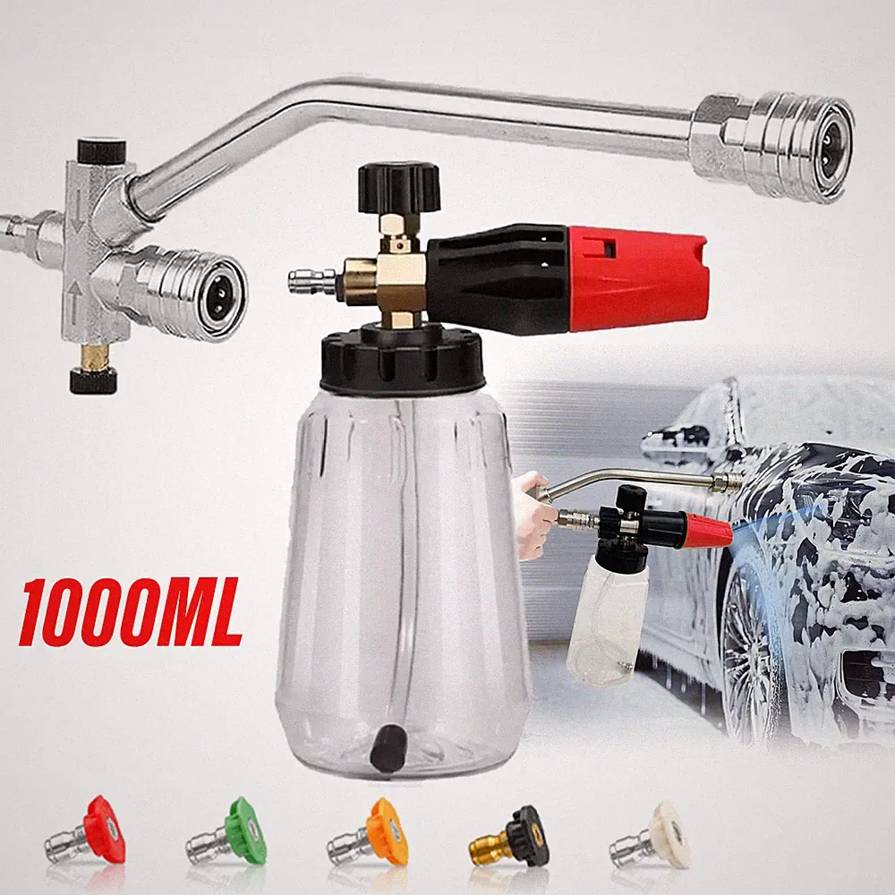 Foam Cannon Dual Connector Accessory & Pressure Washer Foam Cannon w/5 Nozzles