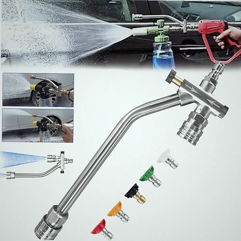 Foam Cannon Dual-Connector Pressure Washer Double Tip Attachment with 5 Nozzles