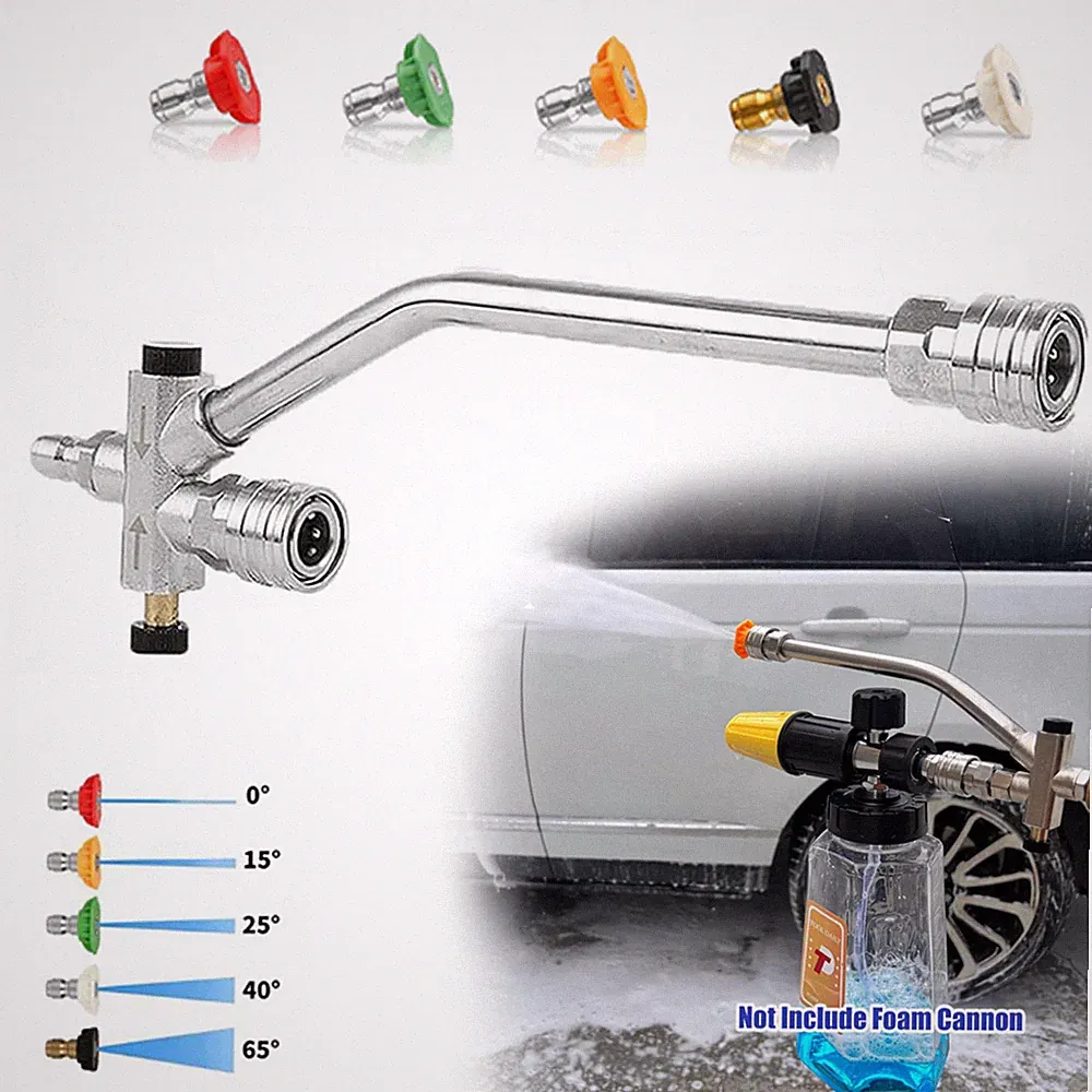 Foam Cannon Dual-Connector Pressure Washer Double Tip Attachment with 5 Nozzles