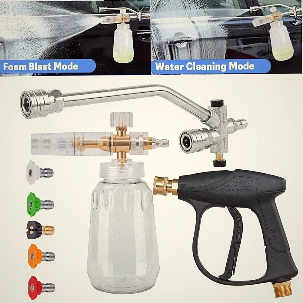 Foam Cannon Dual Connector Pressure Washer Foam Blaster 1/4" 4000 PSI 5 Nozzles