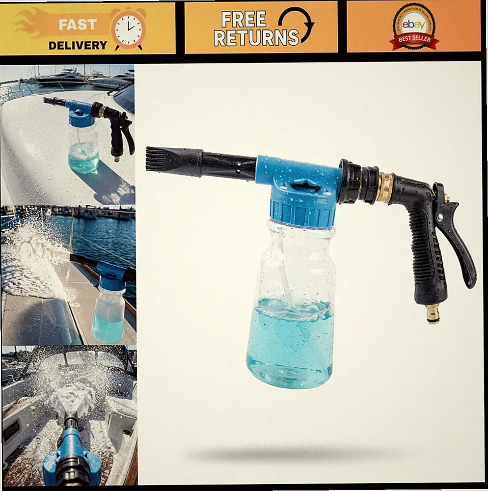 Foam Cannon for Boats, Cars & Trucks - Adjustable Garden Hose Sprayer, Thick Sud