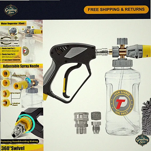 Foam Cannon for Pressure Washer, 1.5L with Short Gun, Car Wash Accessories