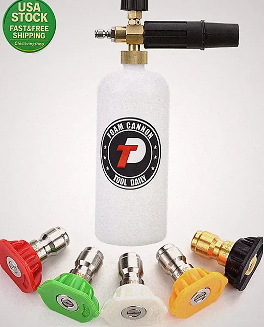 Foam Cannon for Pressure Washer 1 Liter Bottle with 5 Quick Connect Nozzles