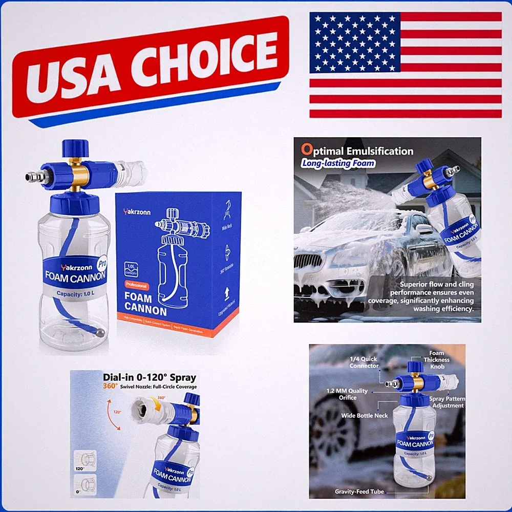 Foam Cannon for Pressure Washer 1L 4000 PSI Snow Foam Lance 1/4" Quick Connect