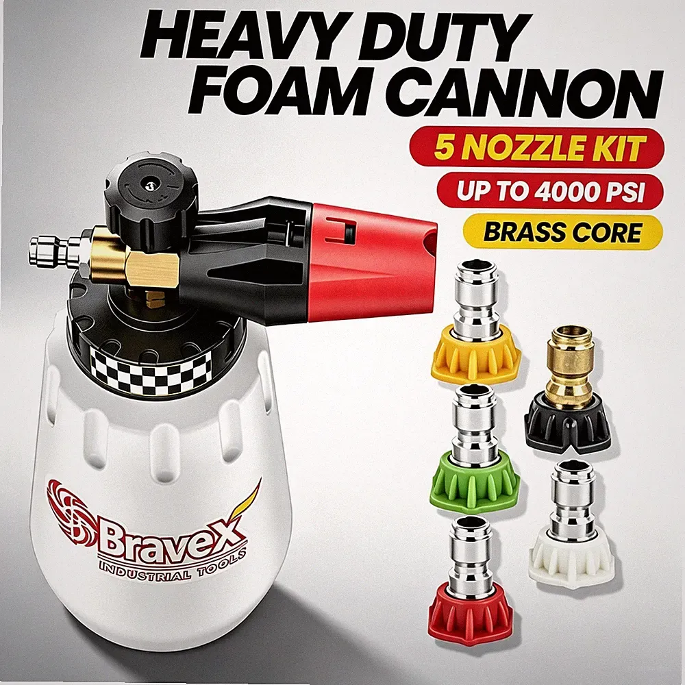Foam Cannon for Pressure Washer 4000PSI,1.1mm Brass Snow Foam Lance w/5 Nozzles