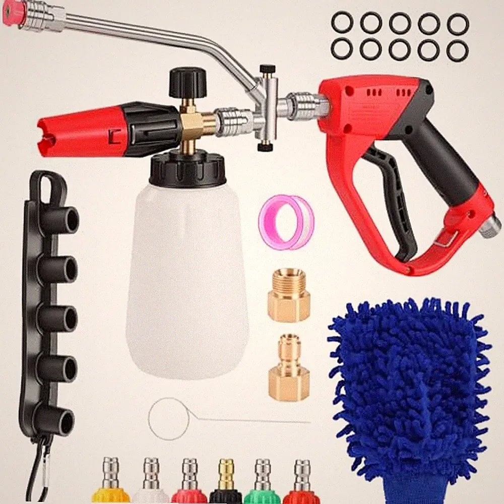 Foam Cannon for Pressure Washer, 5000 Psi, 1L, 6 Nozzles Dual Connector Kit