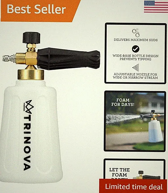 Foam Cannon for Pressure Washer - Car Wash - Heavy-Duty Wide-Neck, Wide Base