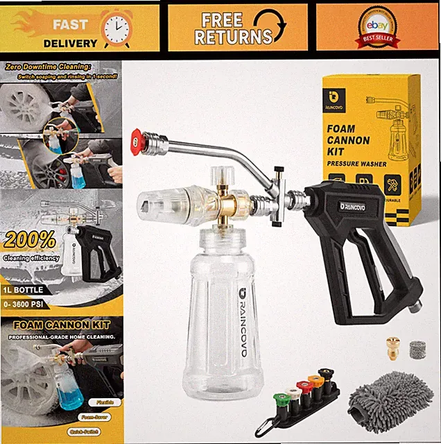 Foam Cannon for Pressure Washer, Dual Connector, Car Wash Accessories, High Foam