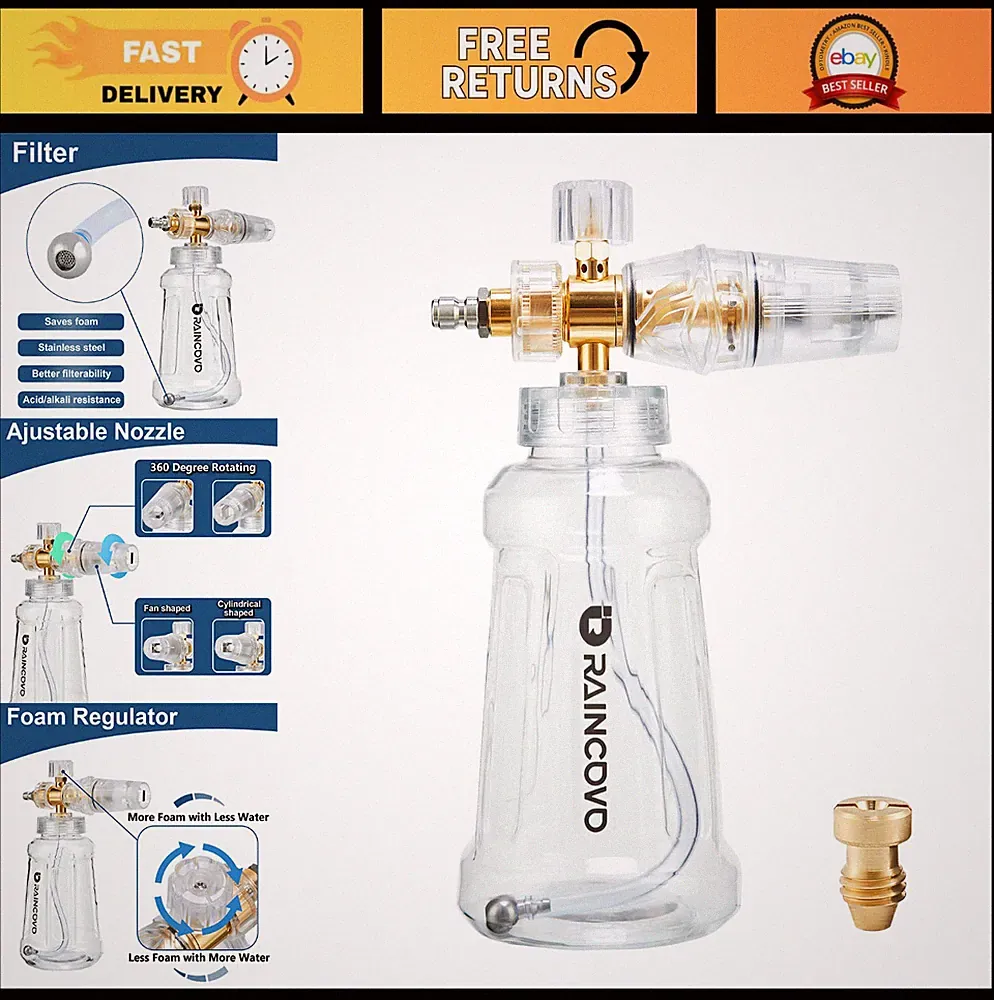 Foam Cannon for Pressure Washer - Snow Foam Gun for Car Wash & Detailing