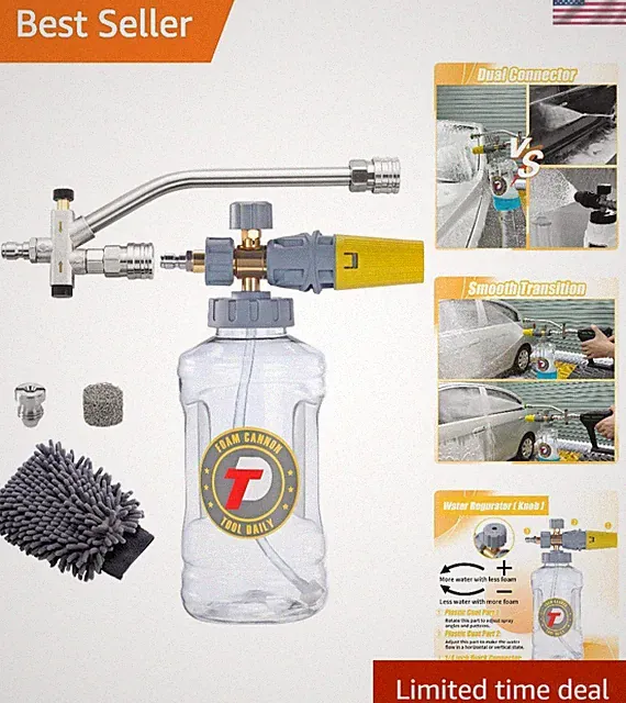 Foam Cannon for Pressure Washer with Dual Connector Accessory, Adjustable Soa...