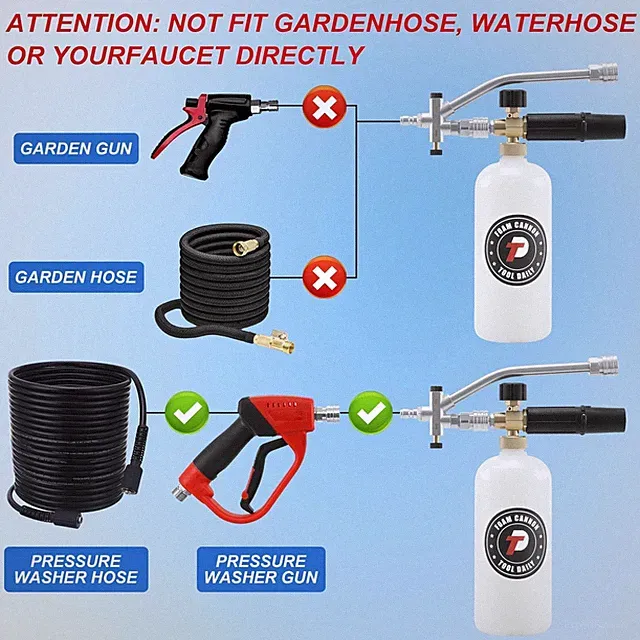 Foam Cannon for Pressure Washer with Dual Connectors