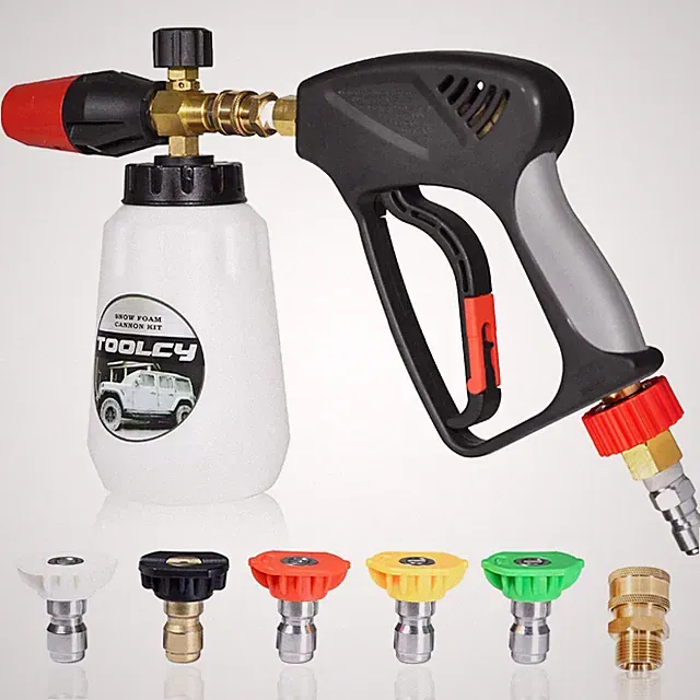 Foam Cannon Kit With Pressure Washer Gun 5000 Psi 5 Nozzle Tips 1/4" Quick Conne