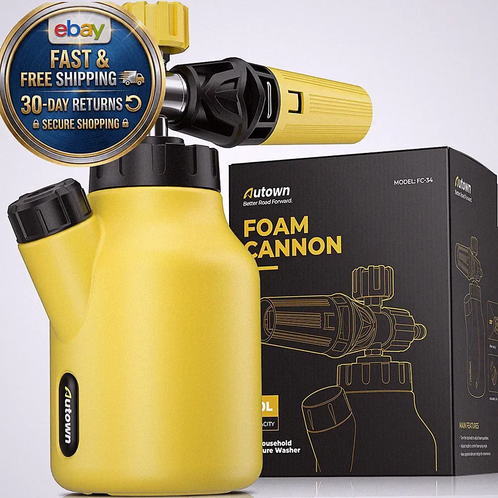 Foam Cannon Pressure Washer, 1/4" Quick Connect & Adjustable Yellow