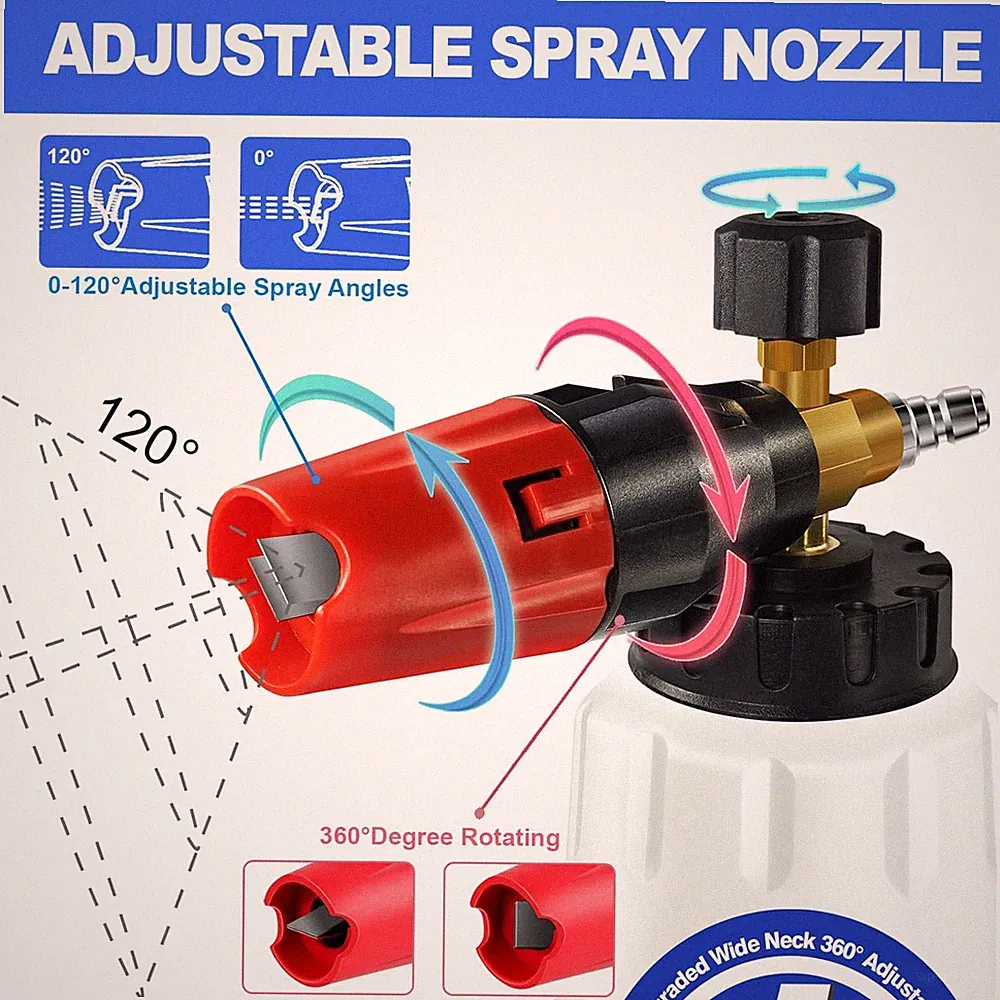 Foam Cannon Pressure Washer 1 Liter Bottle 1/4" Quick Connector Professional Car