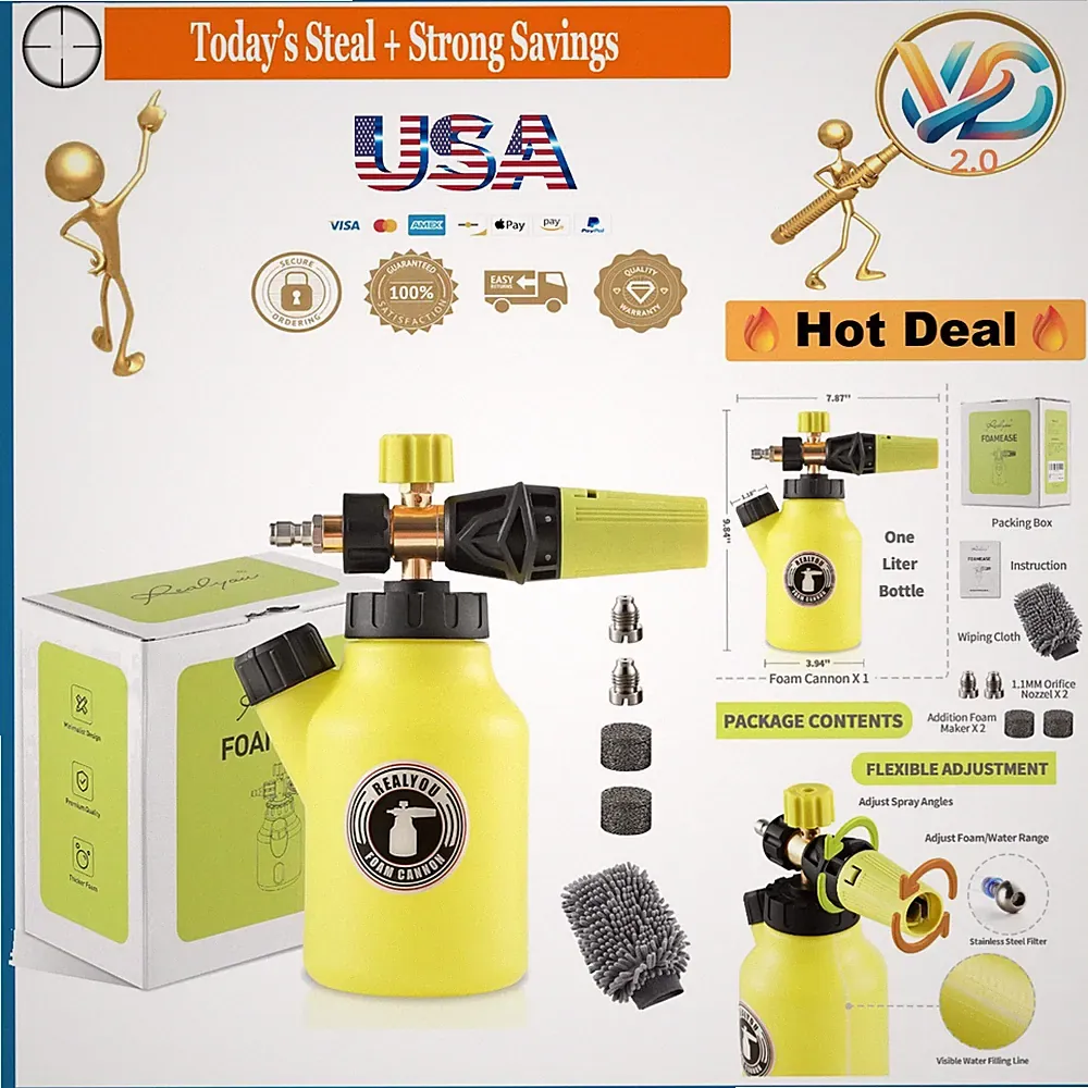 Foam Cannon Pressure Washer 4500 PSI Car Wash Foam Sprayer 1L Accessories