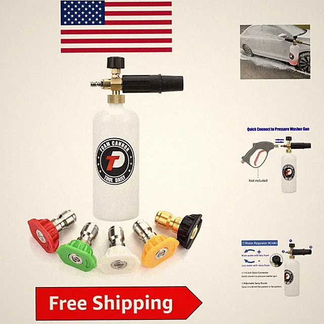 Foam Cannon Pressure Washer Accessory - 3000 PSI with 5 Interchangeable Nozzles