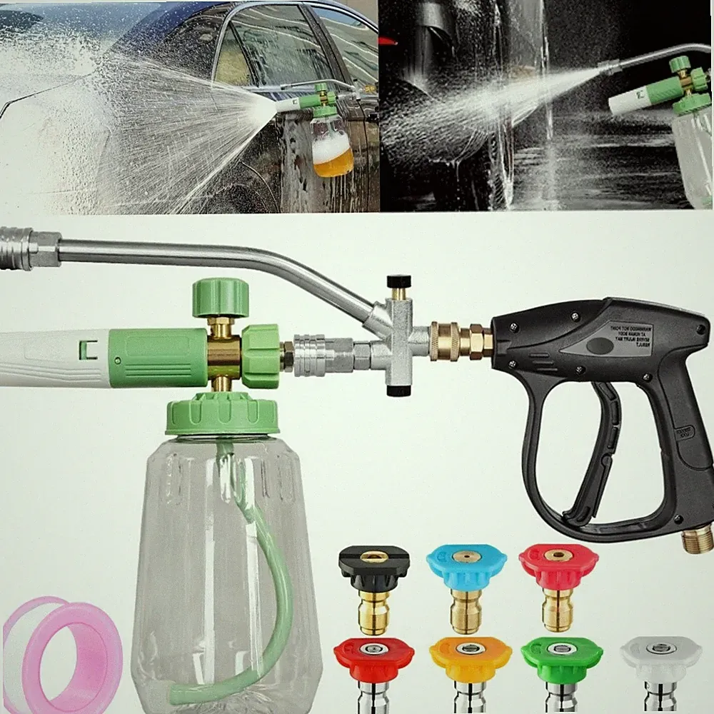 Foam Cannon Pressure Washer Gun Kit 4000 PSI Double Tip Attachment, Dual-Connect