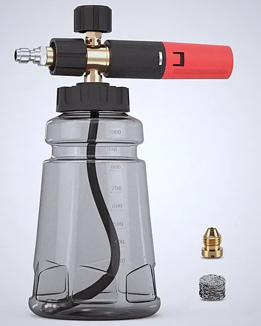 Foam Cannon Pressure Washer Wide Mouth Adjustable 1.1mm Orifice Grey
