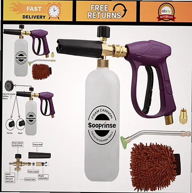 Foam Cannon Snow Foam Lance Nozzle for Pressure Washer, Gutter Cleaner Wand Kit