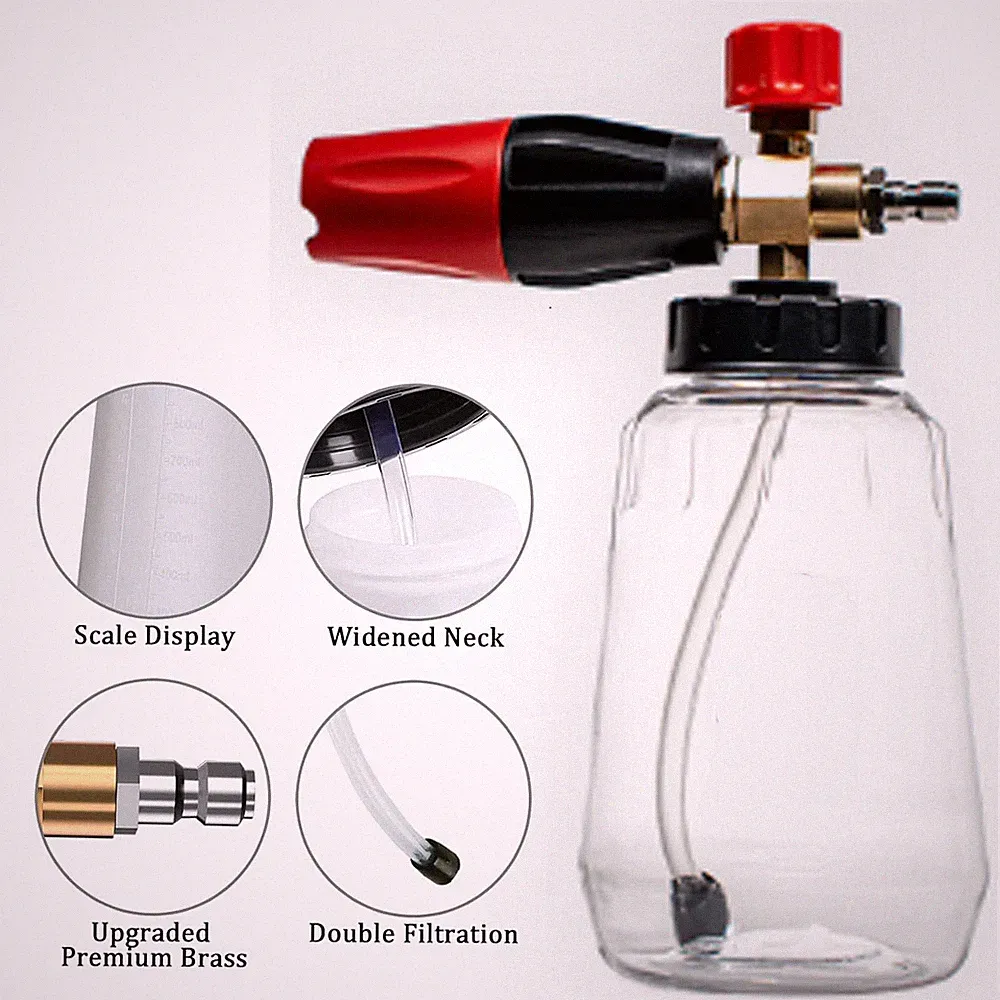 Foam Cannon W/Transparent Bottle, 1/4" Quick Connect for Pressure Washer