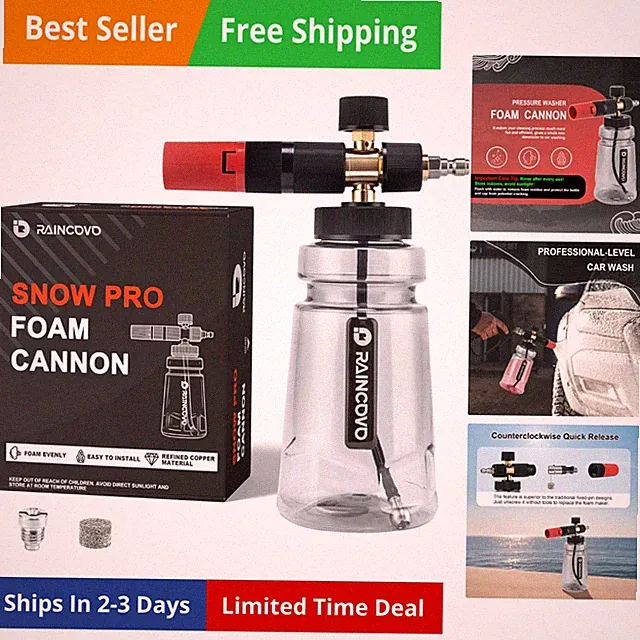 Foam Cannon Wide Mouth for Pressure Washer, Thick Snow Foam Lance for Car Was...