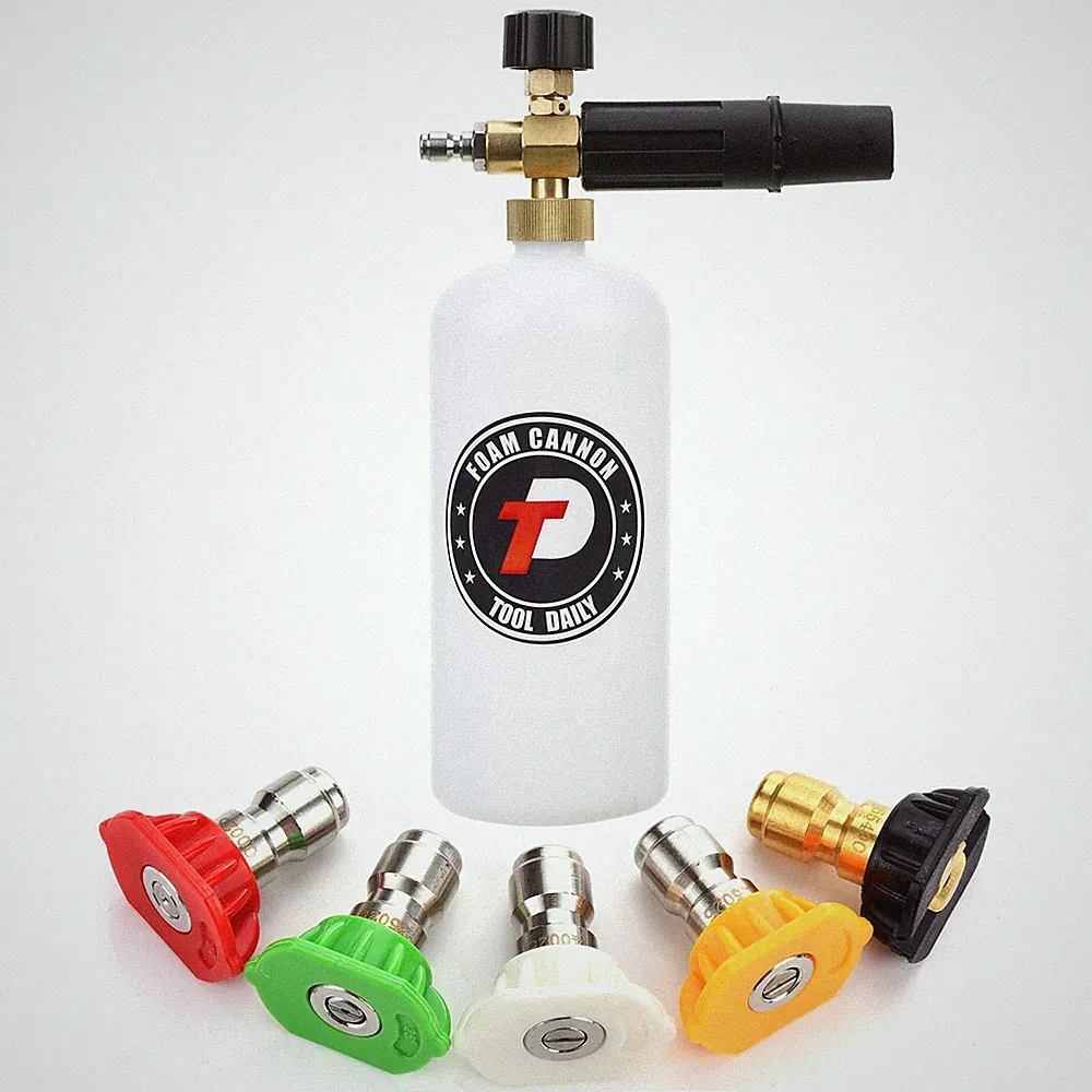 Foam Cannon with 1/4 Inch Quick Connector, 1 Liter, 5 Pressure Washer Nozzle...