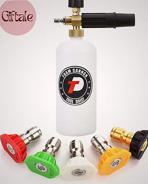 Foam Cannon with 1/4 Inch Quick Connector, 1 Liter, 5 Pressure Washer Nozzle Tip