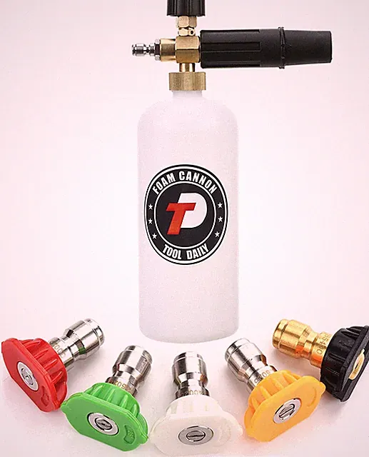 Foam Cannon with 1/4 Inch Quick Connector, 1 Liter, 5 Pressure Washer Nozzle Tip