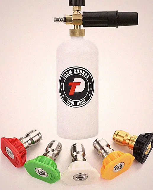 Foam Cannon with 1/4 Inch Quick Connector, 1 Liter 5 Pressure Washer Nozzle Tips
