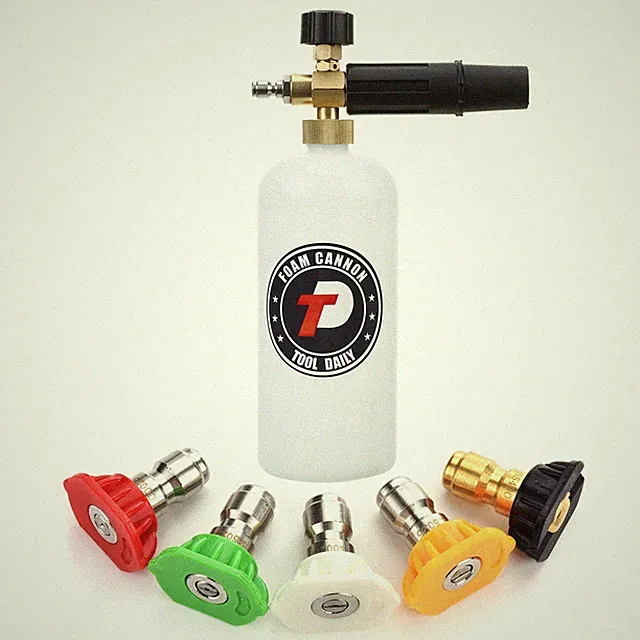 Foam Cannon With 1/4 Inch Quick Connector 1 Liter 5 Pressure Washer Nozzle Tips