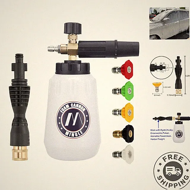 Foam Cannon with 5 Adjustable Nozzles - 3000 PSI Power Washer Accessory