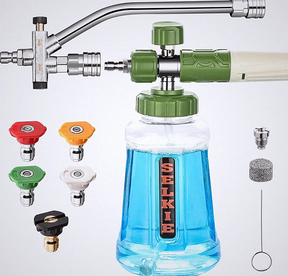 Foam Cannon with Dual Tip Attachment, Adjustable Pressure Washer Foam Blaster