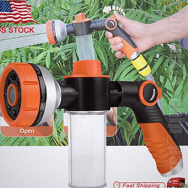 Foam Sprayer Gun, Pressure Nozzle for Car Wash, Watering, Pet Shower,8 Patterns