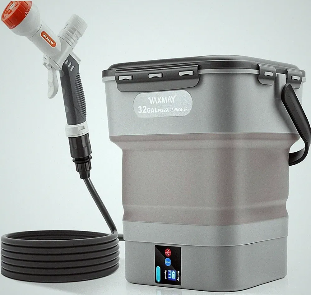 Foldable Electric Pressure Washer with 3.2 Gal Tank, Cordless Power washer