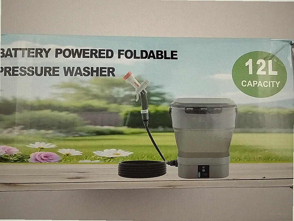 Foldable Electric Pressure Washer with 3.2 Gal Tank Cordless Power Wsher.
