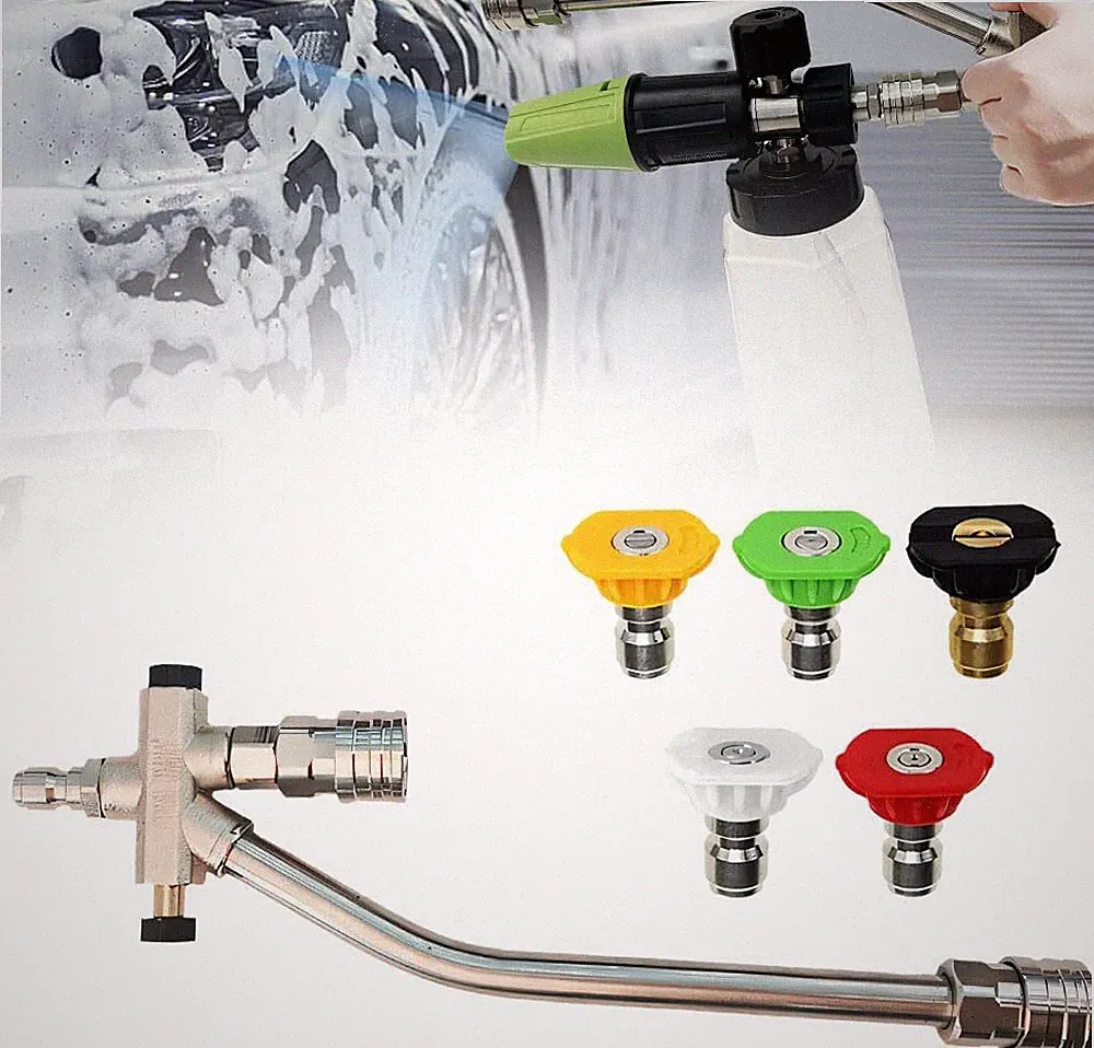 For Foam Cannon Dual Connector Pressure Washer Nozzle Spray Tip Set 1/4" Quick