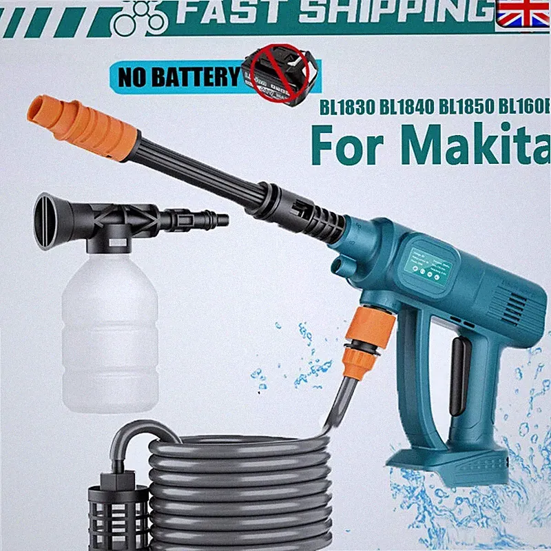 For Makita 18V Cordless Car High Pressure Washer Gun Jet Water Cleaner 6-in-1