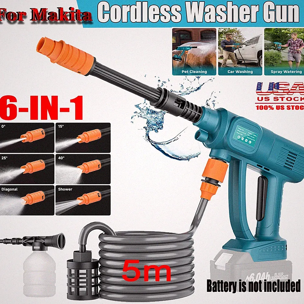 For MAKITA Pressure Washer Cordless Electric High Pressure Water Spray Gun